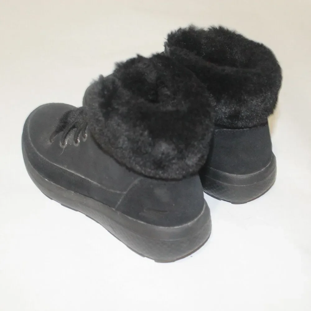 Kids Skechers Fuzzy Boots Black